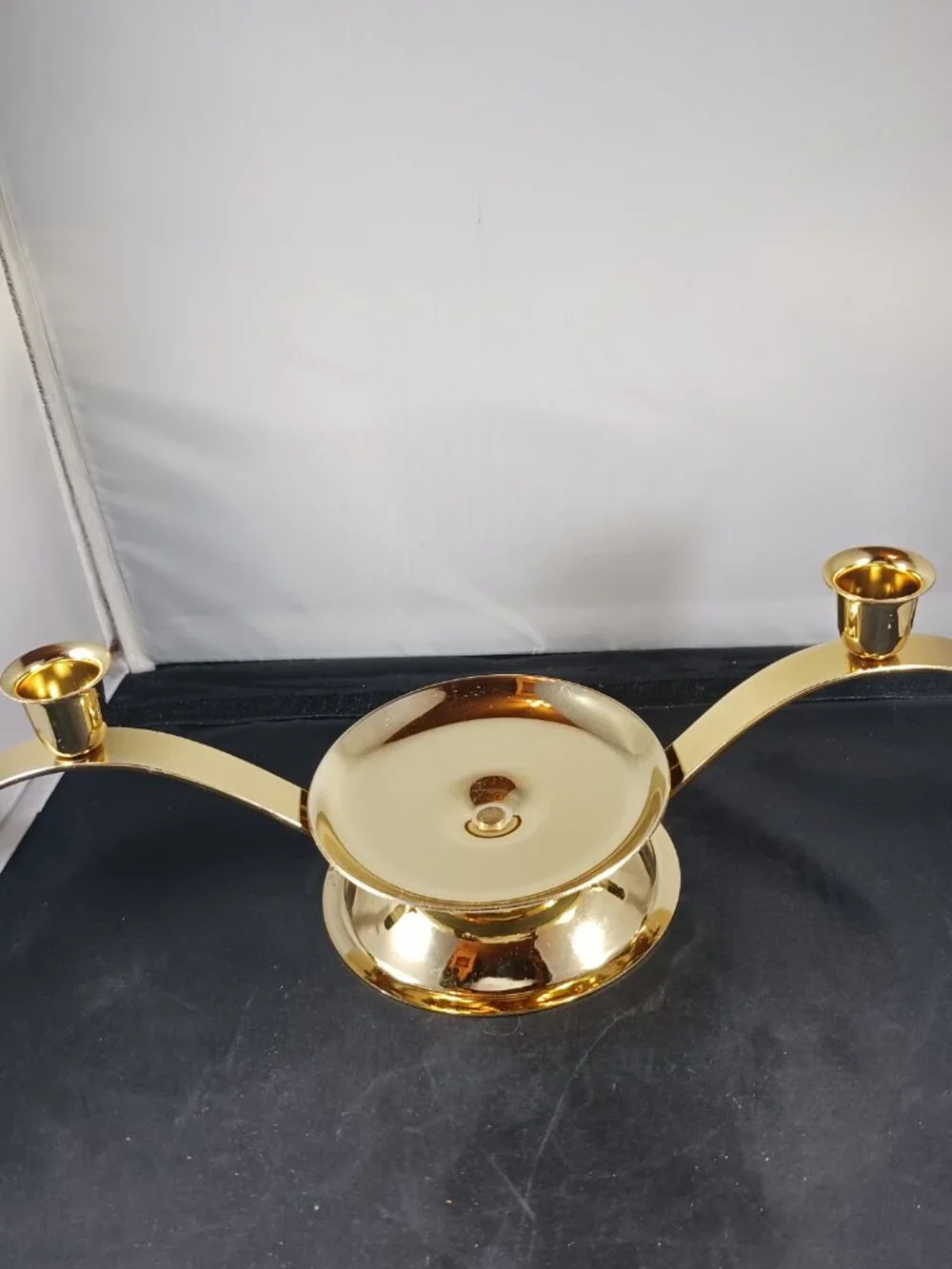 Vintage 80s Coated Brass Modern Candelabra